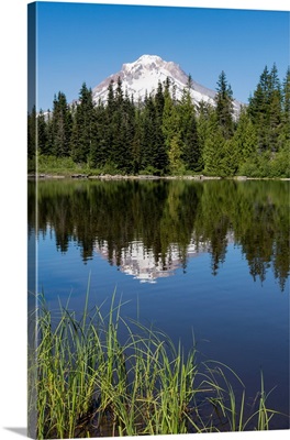 Mount Hood reflected in the still waters of Mirror Lake, Oregon