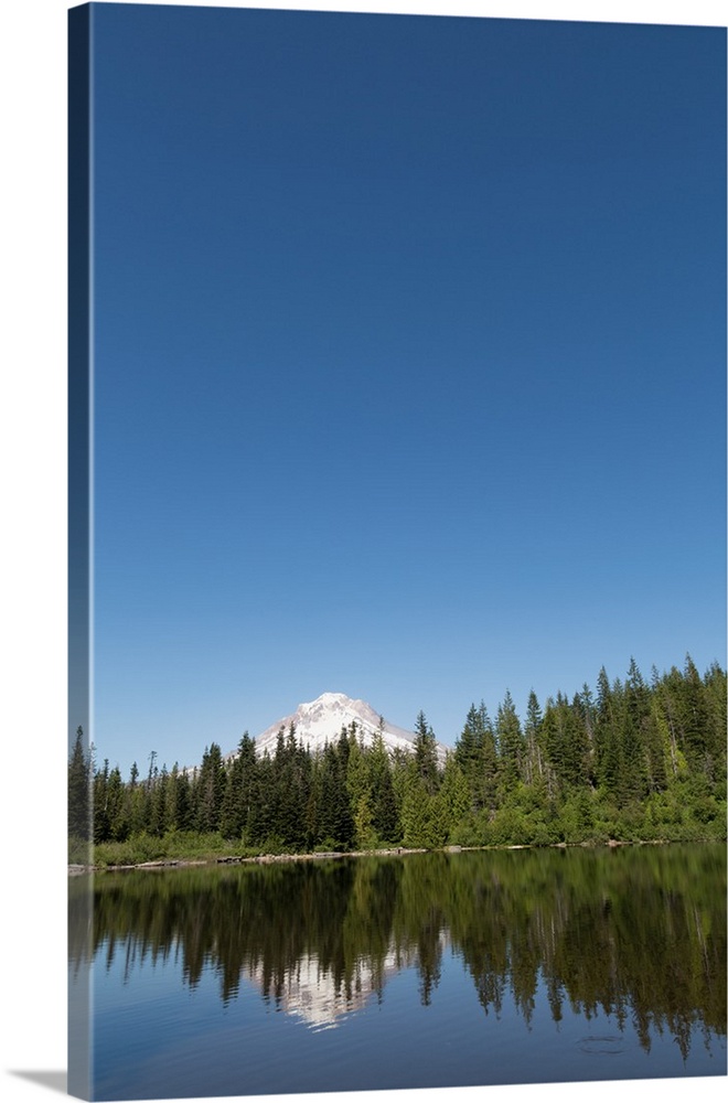 Mount Hood, part of the Cascade Range, reflected in the still waters of Mirror Lake Northwest region, Oregon