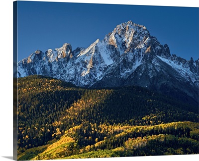 Mount Sneffels with snow in the fall, Uncompahgre National Forest, Colorado, USA