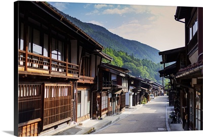 Nakasendo old post town of Tsumago, Nagano prefecture, Honshu, Japan, Asia