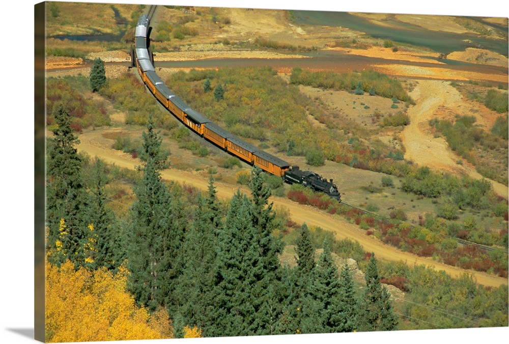 Narrow gauge steam railway in autumn, Silverton, Colorado
