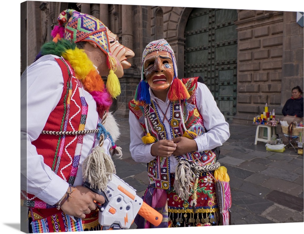 Native Quechua people celebrate the day of San Jeronimo, the patron saint of the city, San Jeronimo District, Cusco, Peru