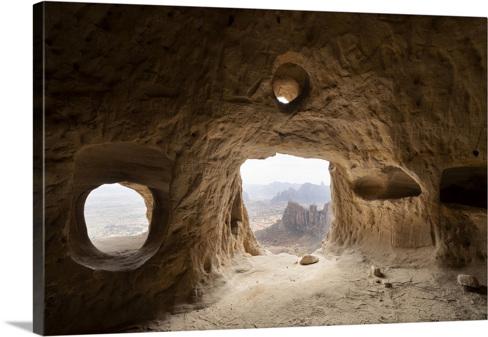 Natural windows inside cave at the entrance of Daniel Korkor rock-hewn church, Gheralta Mountains, Tigray Region, Ethiopia...