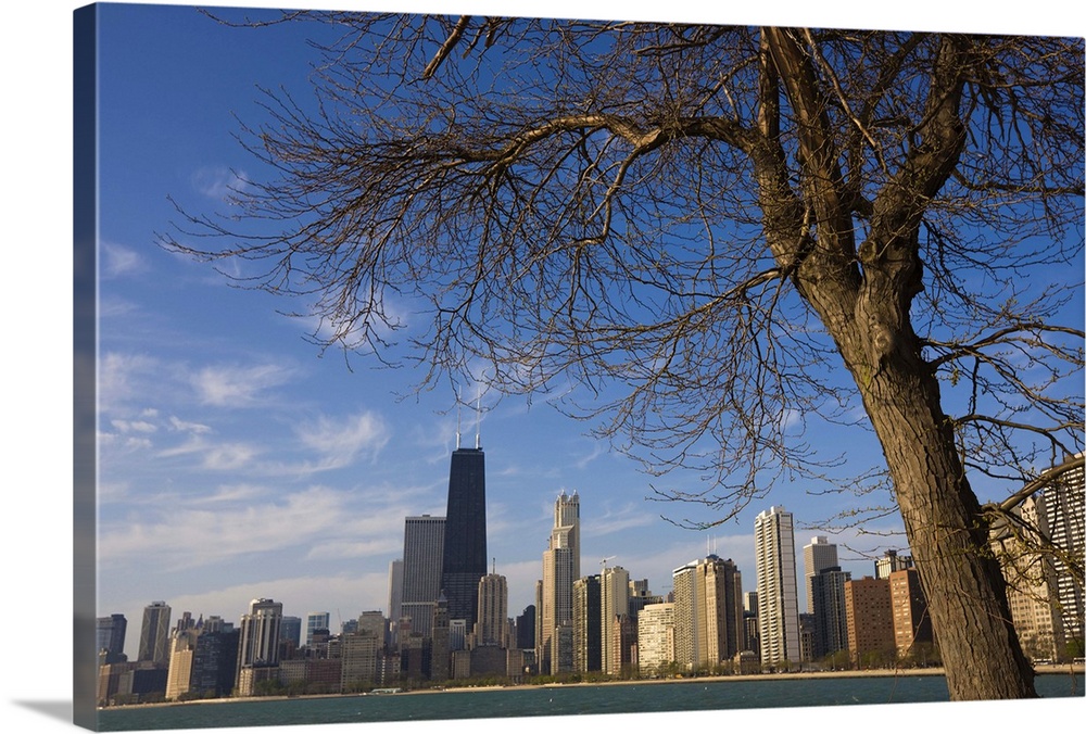 Near North city skyline and Hancock Tower, Chicago, Illinois
