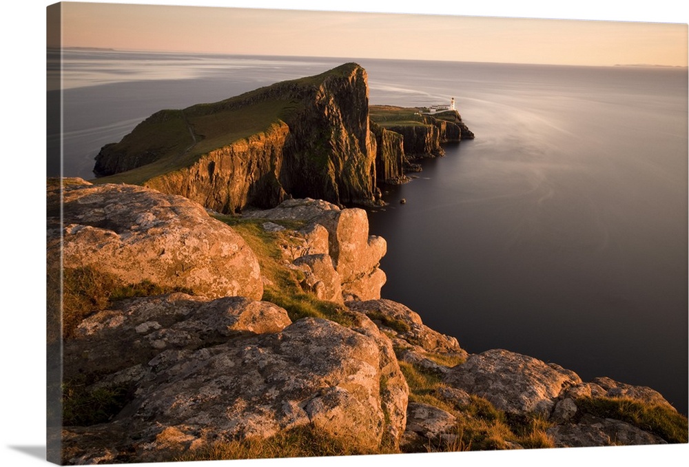 Neist Point and Lighthouse bathed in evening light, Isle of Skye, Highland, Scotland