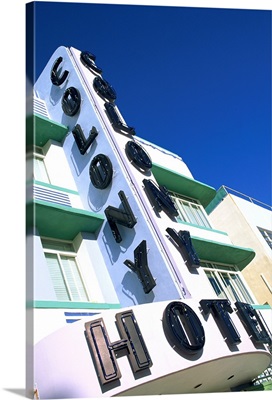Neon sign of the Colony Hotel, Ocean Drive, Art Deco District, Miami Beach, Florida