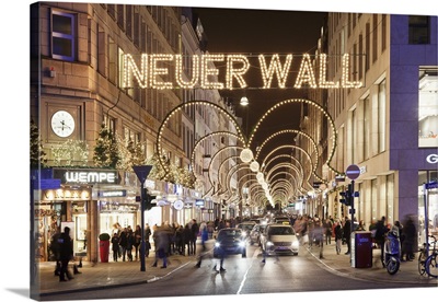 Neuer Wall street with Christmas decoration, Hamburg, Hanseatic City, Germany