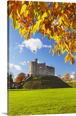 Norman Keep in autumn, Cardiff Castle, Cardiff, Wales