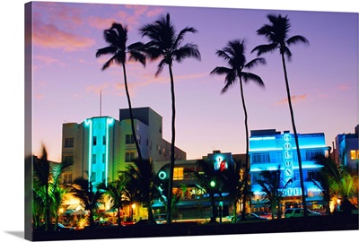 Ocean Drive sunset, South Beach, Miami Beach, Florida