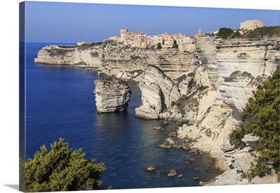 Old citadel and cliffs, interesting rock formations, Bonifacio, Corsica, France