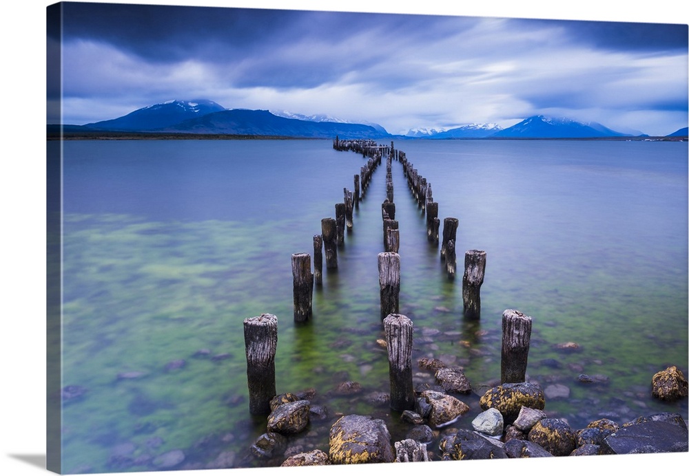 Old pier at Puerto Natales, Ultima Esperanza Province, Chilean Patagonia, Chile, South America, South America
