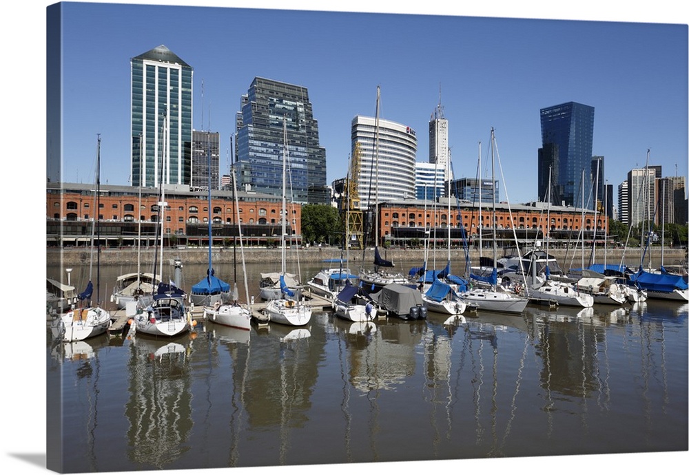 Old warehouses and office buildings from marina of Puerto Madero, San Telmo, Buenos Aires, Argentina, South America