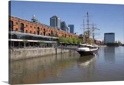 Old warehouses and office buildings from marina of Puerto Madero, Argentina
