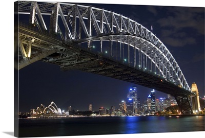 Opera House and Harbour Bridge at night, Sydney, New South Wales, Australia
