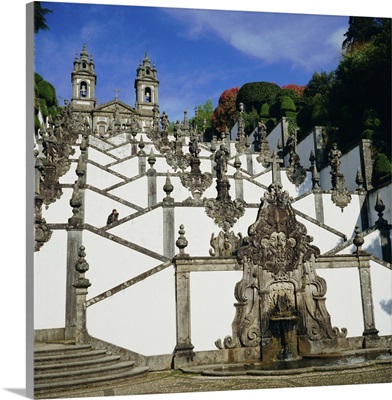 Ornamental stairway, Bom Jesus Church, near Braga, Minho, Portugal