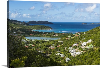 Overlook over the coastline of St. Barth, Lesser Antilles, West Indies, Caribbean