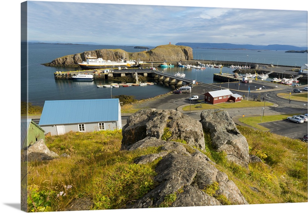 Overview of the Harbour at Stykkisholmur, Snaefellsnes Peninsula, Iceland, Polar Regions
