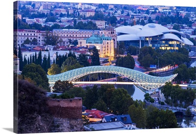 Overview over Tbilisi at dawn, Georgia, Caucasus
