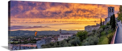Palazzo Dei Consoli And Cathedral At Sunset, Gubbio, Umbria, Italy