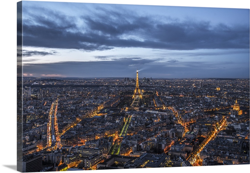 Paris at sunset from the Montparnasse Tower, the best viewpoint in Paris, Paris, France, Europe