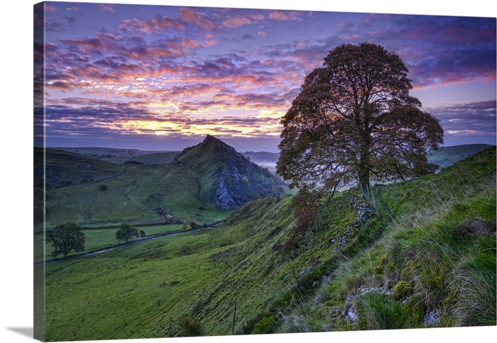 Parkhouse Hill from Chrome Hill at dawn, near Longnor, Peak District National Park, Derbyshire, England, United Kingdom, E...