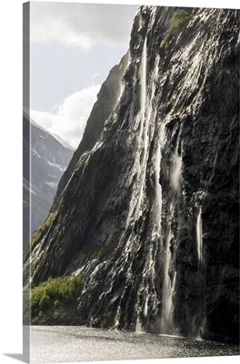 Part Of Seven Sisters Waterfall, Geiranger Fjord, More Og Romsdal, Norway, Scandinavia