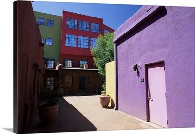 Pastel coloured facades in the village, La Placita, Tucson, Arizona, USA