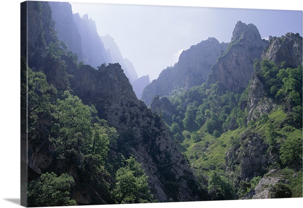 Peaks and high valleys on the side of the Cares Gorge, Cantabria, Spain