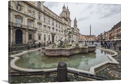 Piazza Navona with Fountain of the Four Rivers and the Egyptian obelisk, Rome, Italy