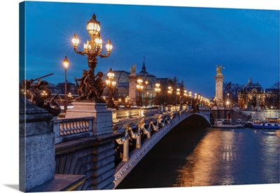 Pont Alexandre III Bridge, River Seine, Invalides, Paris, Ile De France, France, Europe