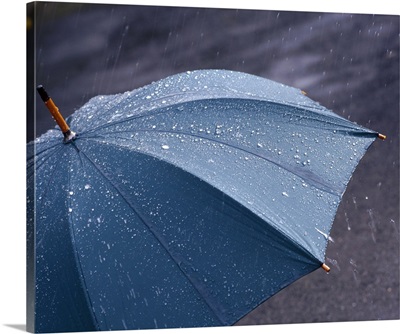 Rain Falling On An Umbrella