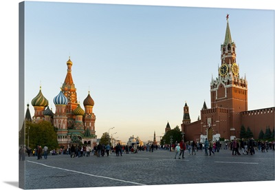 Red Square, St. Basil's Cathedral and the Savior's Tower of the Kremlin, Moscow, Russia