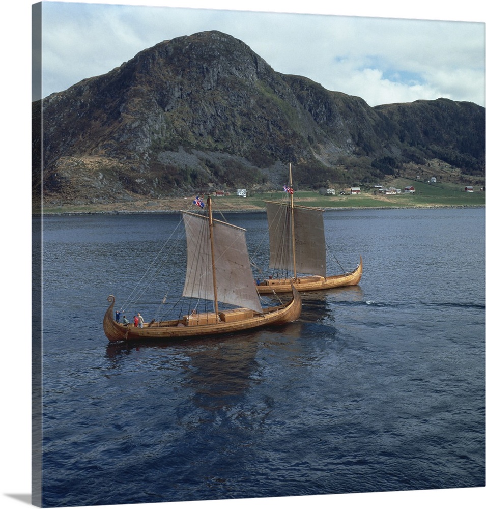Replica Viking ships, Oseberg and Gaia, near Ulstenvik, Norway, Scandinavia