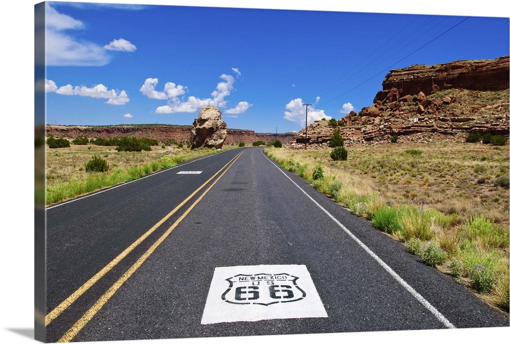 Road sign along historic Route 66, New Mexico