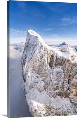 Rock Face Of Monte Pelmo Covered With Snow, Dolomites, Belluno Province, Veneto, Italy