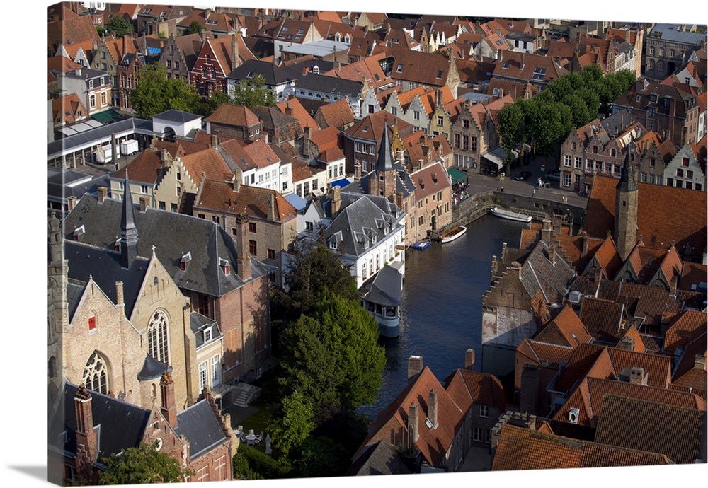 Rozenhoedkaai seen from the top of Belfry Tower (Belfort Tower), UNESCO World Heritage Site, Bruges, West Flanders, Belgiu...
