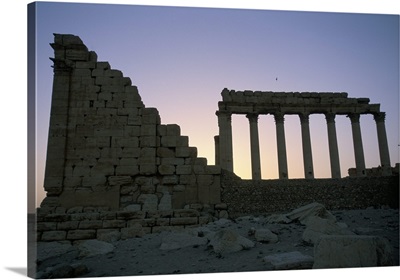 Ruins at sunset, archaeological site, Jerash, Jordan, Middle East