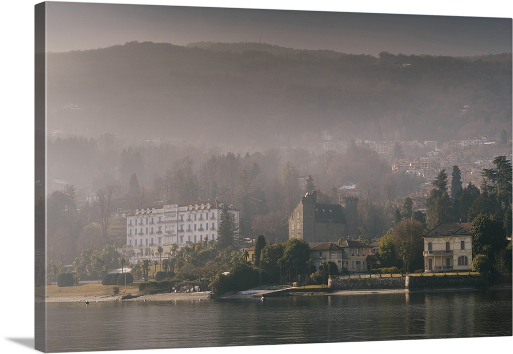 Ruins of a castle overloking Lake Maggiore, Piedmont, Italian Lakes, Italy