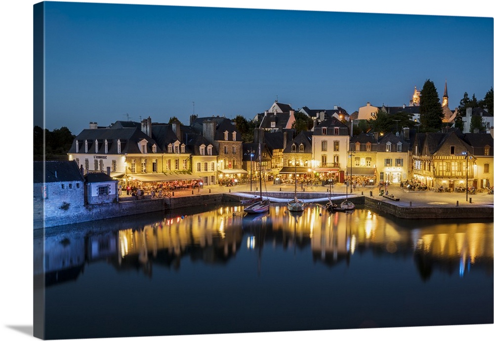 Saint-Goustan port at blue hour, Auray, Morbihan, Brittany, France