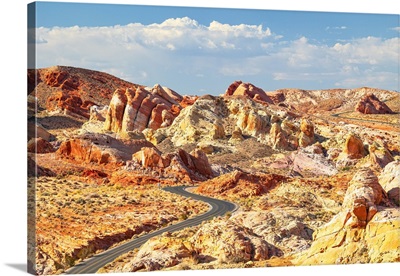 Scenic Road In Valley Of Fire State Park On A Sunny Summer Day, Nevada image thumbnail
