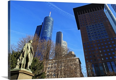 Schiller Monument and Financial District, Frankfurt am Main, Hesse, Germany
