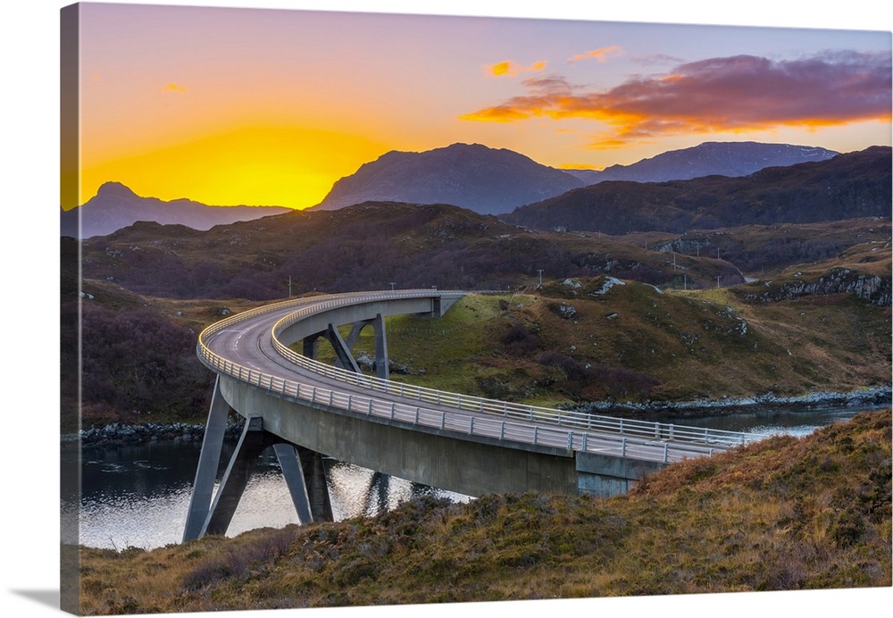 Loch a' Chairn Bhain, Kylesku, Kylesku Bridge, landmark on the North Coast 500 Tourist Route, Sutherland, Highlands, Scotl...
