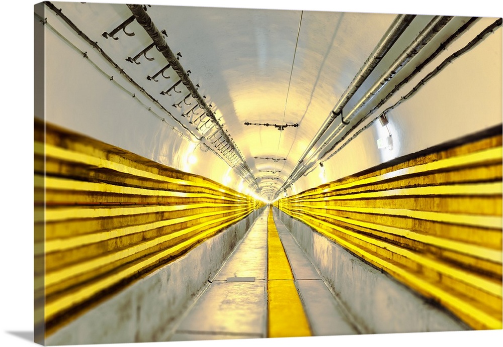 Seemingly never ending main tunnel at Schoenenbourg Fortress, Bas-Rhin department, France, Europe