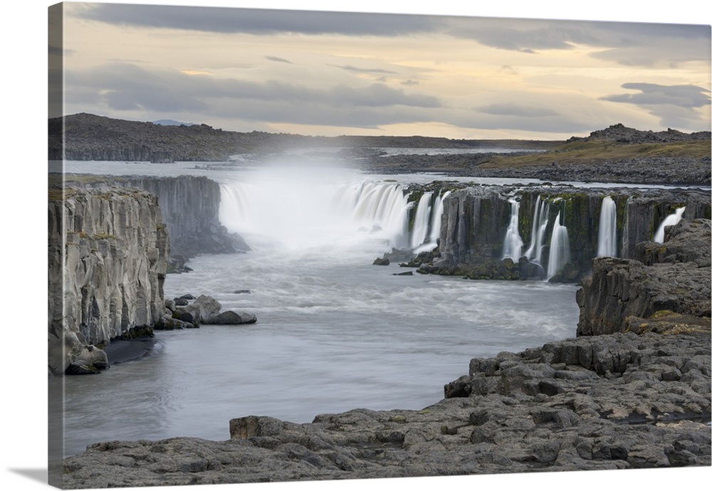 Selfoss Waterfall at Dusk, Iceland, Polar Regions