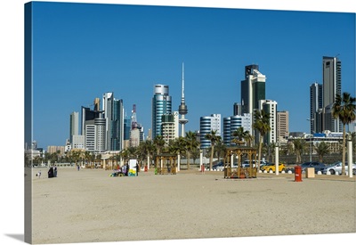 Shuwaikh beach and skyline of Kuwait City, Kuwait