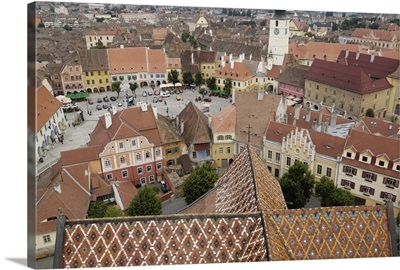 Sibiu from the Evangelical Cathedral, Sibiu, Transylvania, Romania