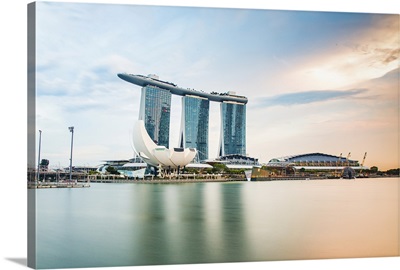 Skyline Of Singapore Marina Bay At Night With Marina Bay Sands, Singapore