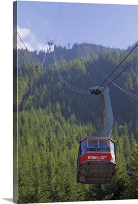 Skyride cable car up to the top of Grouse Mountain, Vancouver, British Columbia, Canada