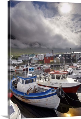 Small fishing harbour at Leirvik, Eysturoy, Faroe Islands (Faroes), Denmark