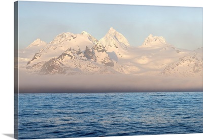 Snow Covered Mountains On South Georgia West Coast, The Sandwich Islands, Antarctica